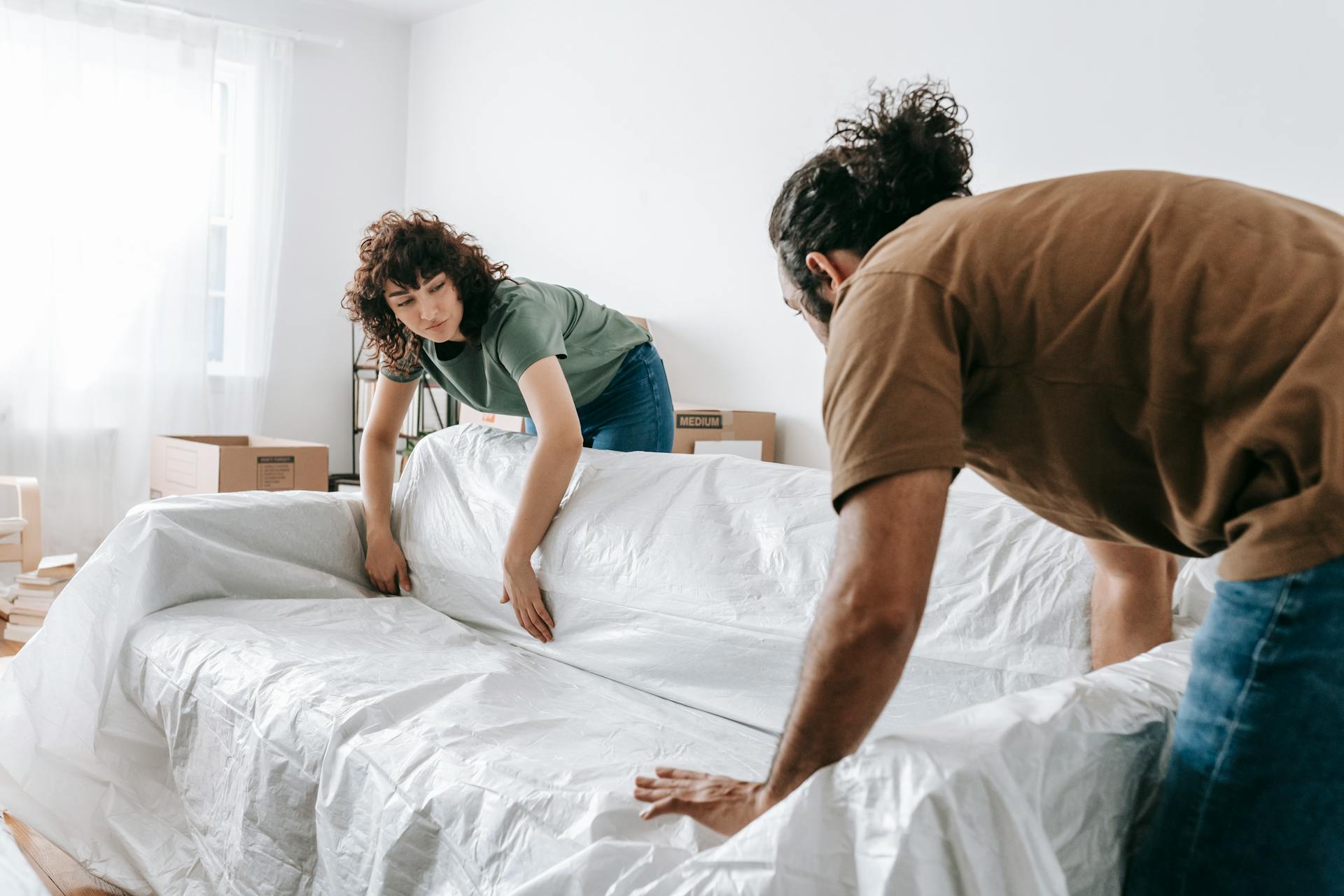 Couple packaging couch