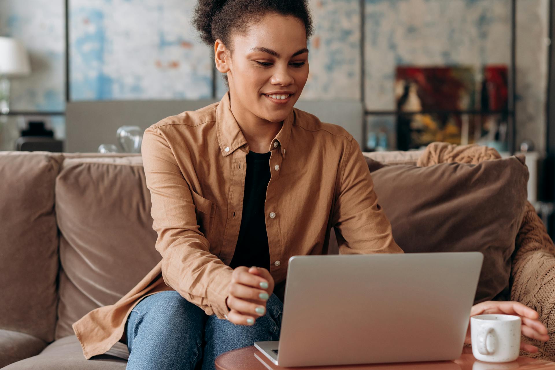 woman using a laptop